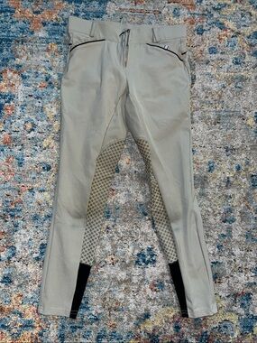 Women's Taupe Equestrian Leggings with Silicone Seat